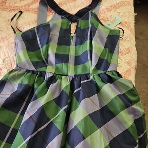 Green and Blue Plaid Women's Dress